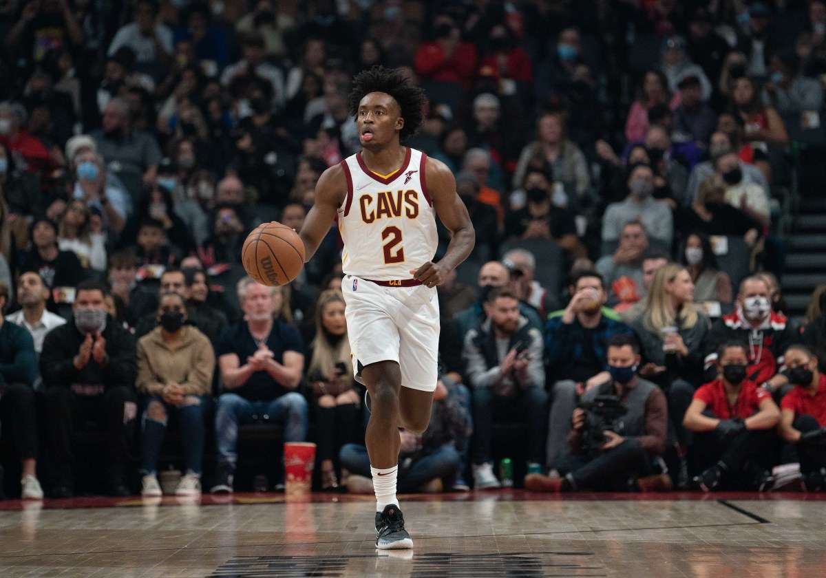 Cleveland Cavaliers guard Collin Sexton (2) dribbles the ball during the first quarter against the Toronto Raptors at Scotiabank Arena.