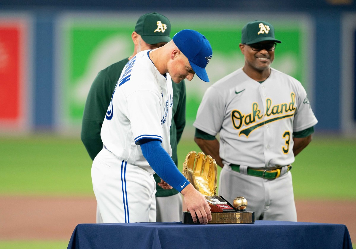 Chapman received his third Gold Glove Award earlier this season in Toronto, with Oakland in town.
