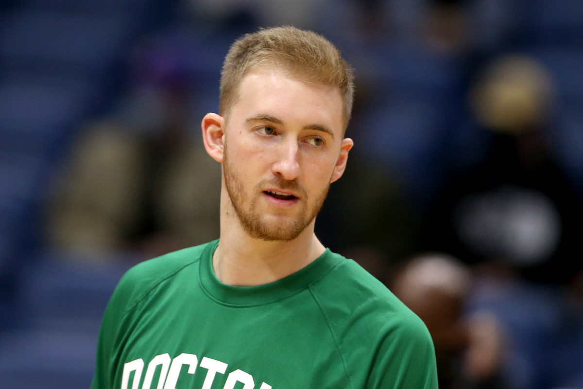 Boston Celtics forward Sam Hauser (30) before their game against the New Orleans Pelicans at the Smoothie King Center.