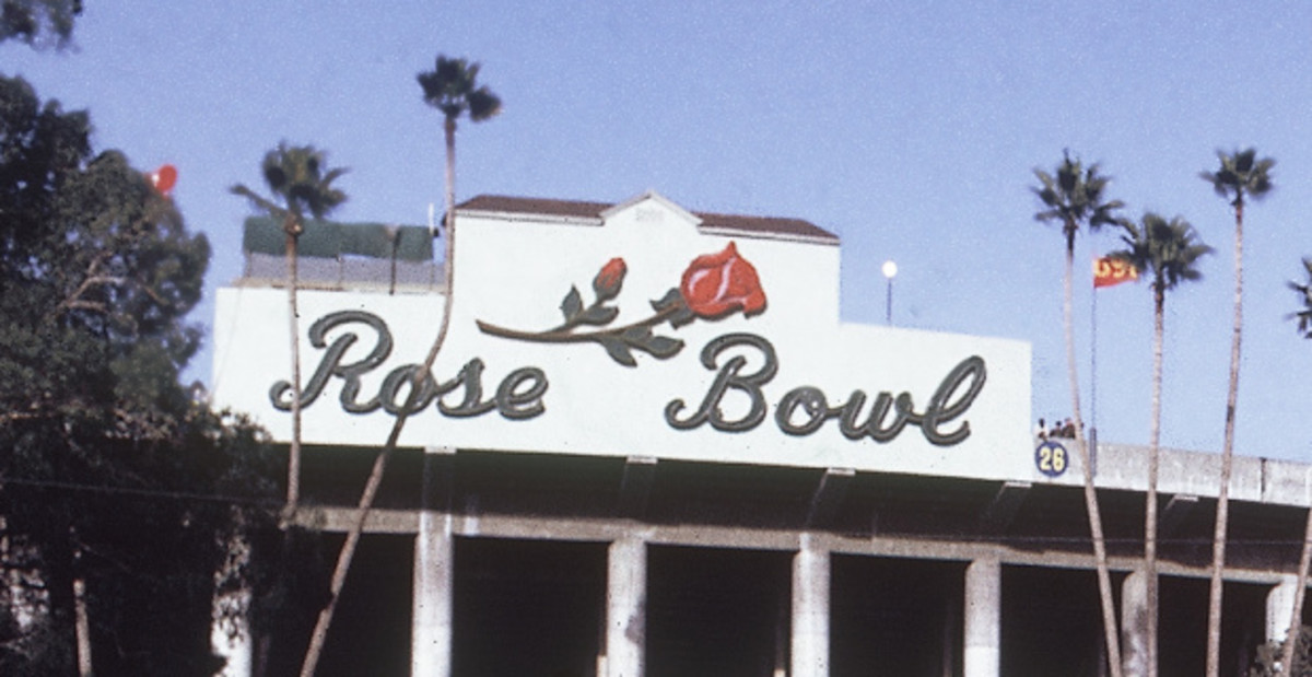 The Rose Bowl Stadium in Pasadena, arguably the most important place in college football history.