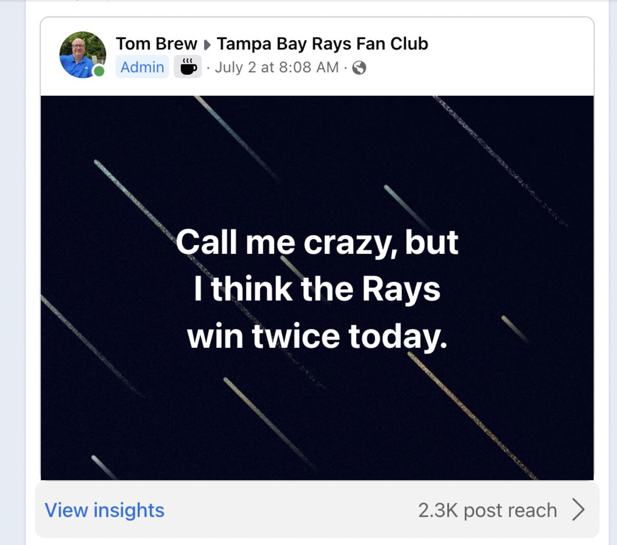 Tom Brew's post on Saturday morning. 