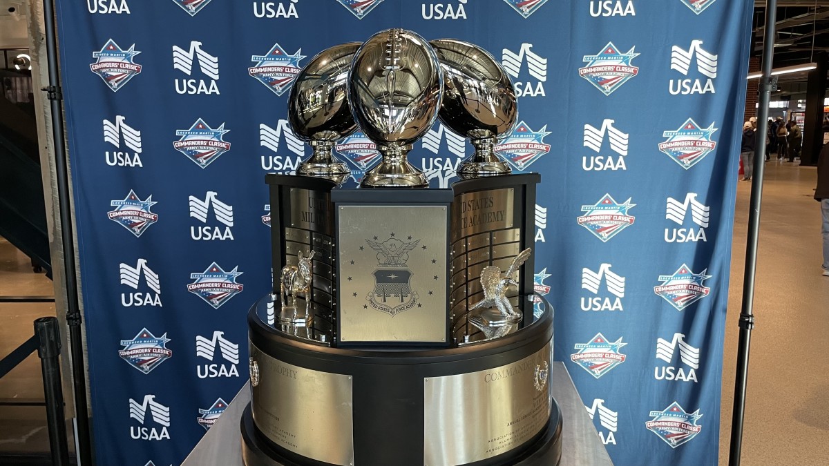 The Commander-in-Chief's Trophy, awarded to the top service academy football team each year. Air Force leads the way with 20 wins since 1972, followed by Navy with 16 and Army with 9. However, Army's won four of the last five iterations.