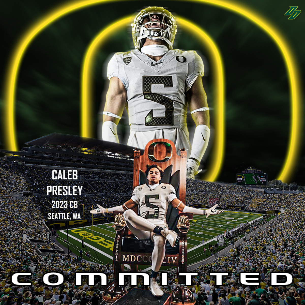 Caleb Presley is the highest-rated defensive back to commit to Oregon since Dontae Manning in 2020.