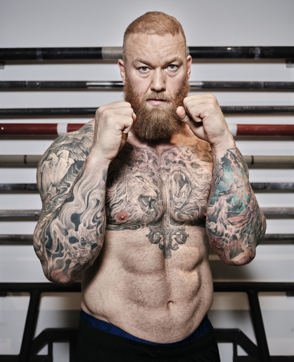Björnsson is down about 130 pounds from his strongman weight—or about “one wife,” he says.