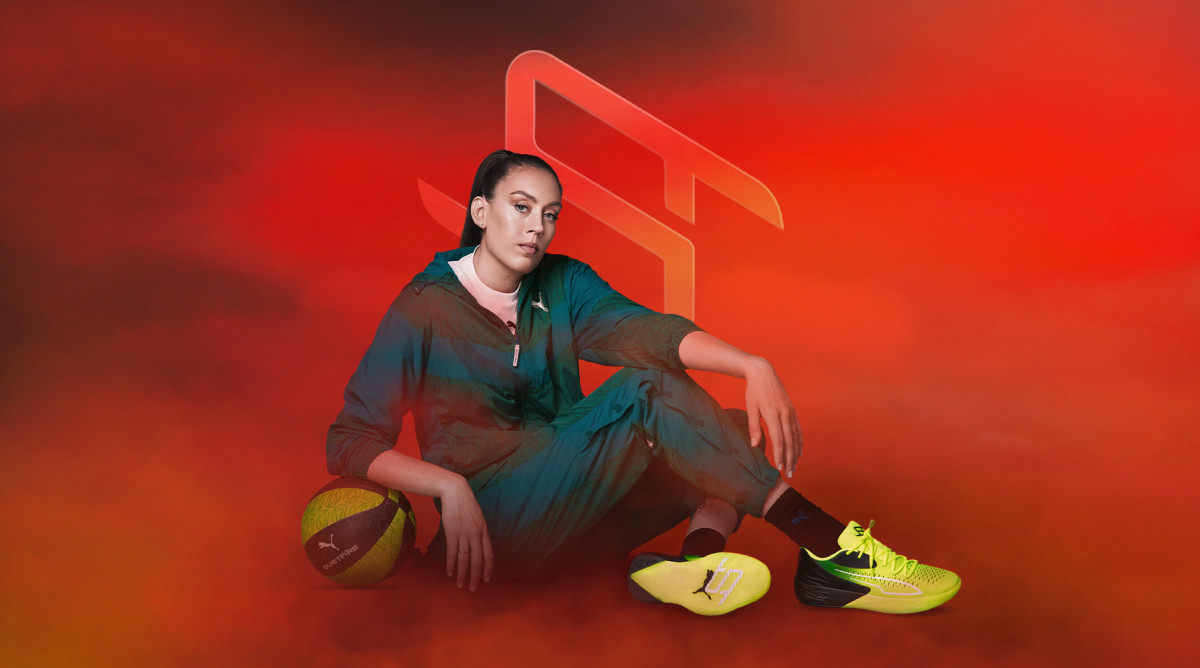Storm star Breanna Stewart wearing her debut signature shoe, the Stewie 1, from Puma.