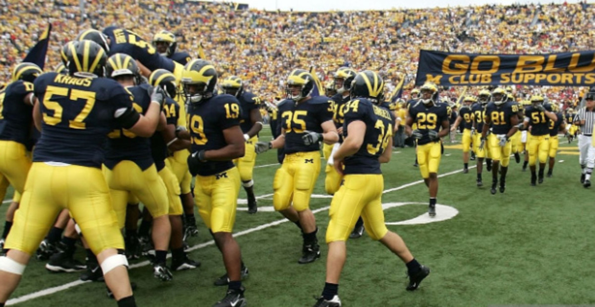 Scenes before kickoff as the Michigan Wolverines open the college football season in the Big Ten.