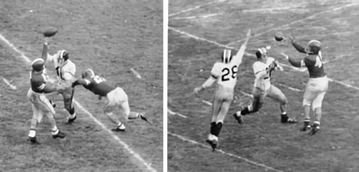 1956 Nebraska vs Missouri football Willie Greenlaw to Frank Nappi TD