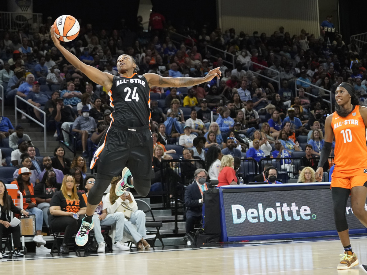 Jewell Loyd during the first half of the 2022 WNBA All Star Game
