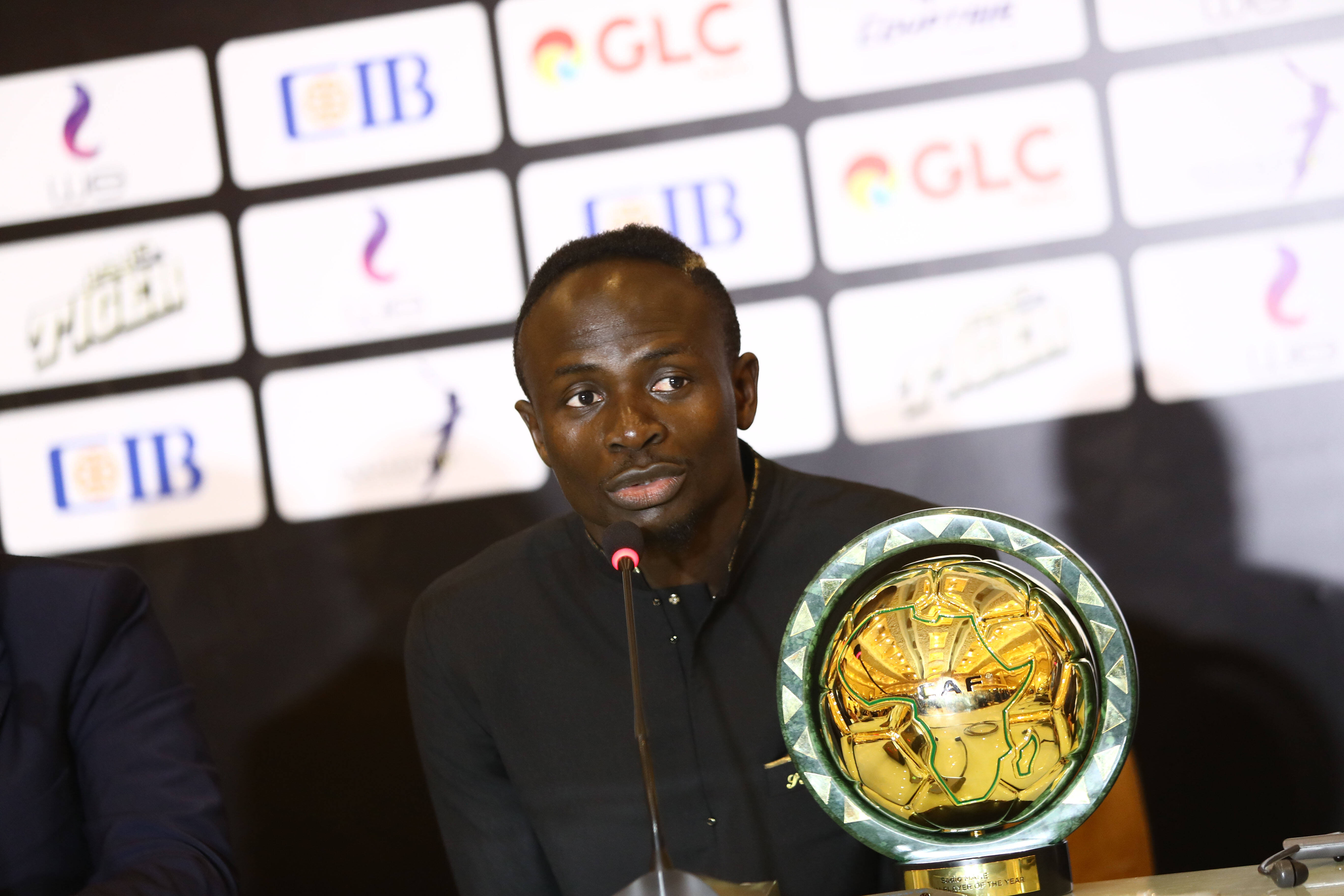 Sadio Mane pictured with his trophy after being named the African Footballer of the Year at the 2019 CAF awards