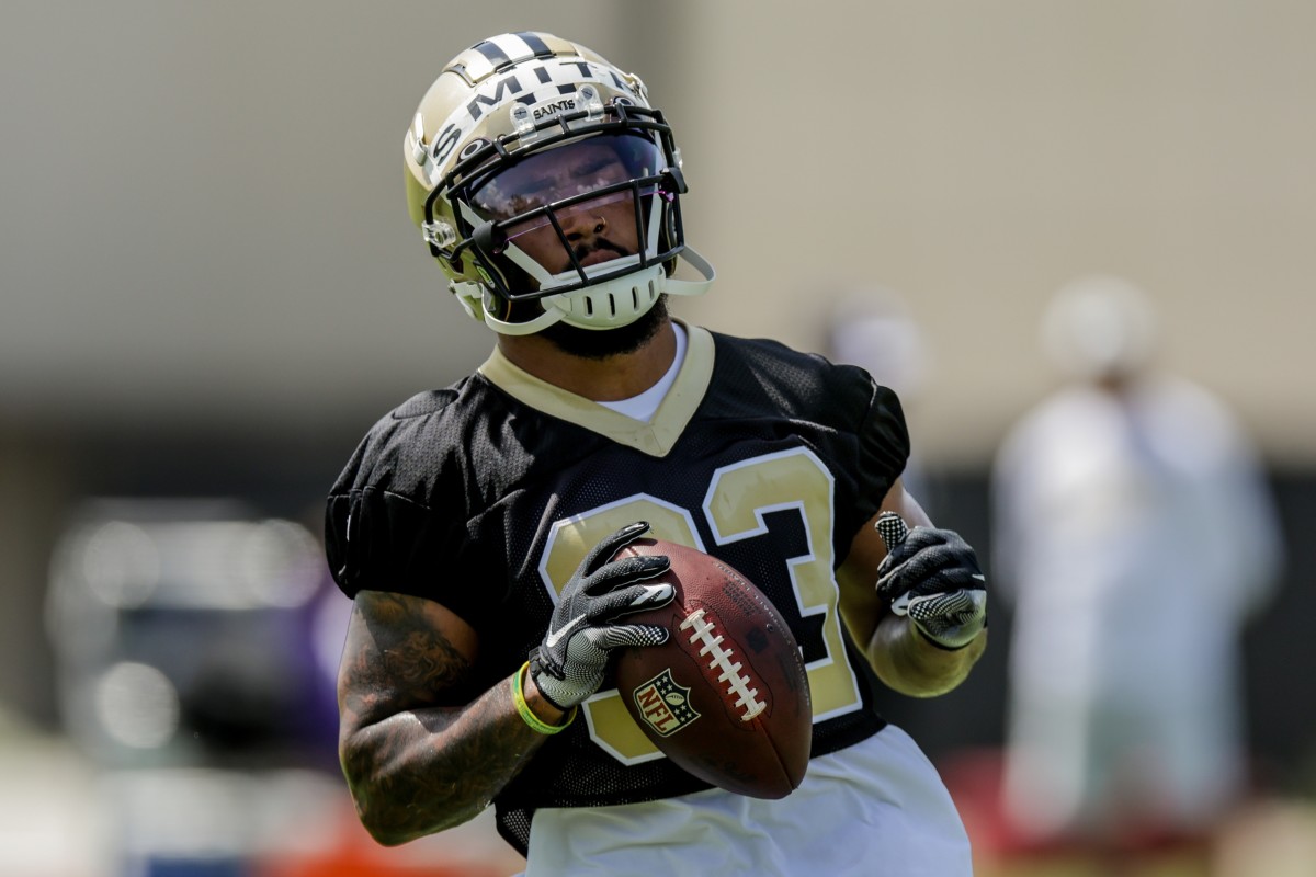 New Orleans Saints running back Abram Smith (33) runs drills during minicamp at the Saints Training Facility. Mandatory Credit: Stephen Lew-USA TODAY Sports
