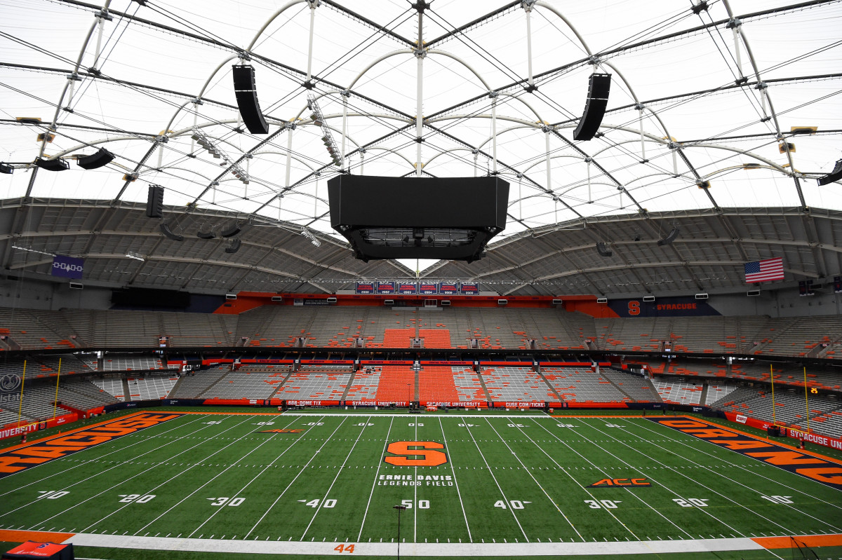 General view of the Carrier Dome prior to the game between the Wake Forest Demon Deacons and the Syracuse Orange.