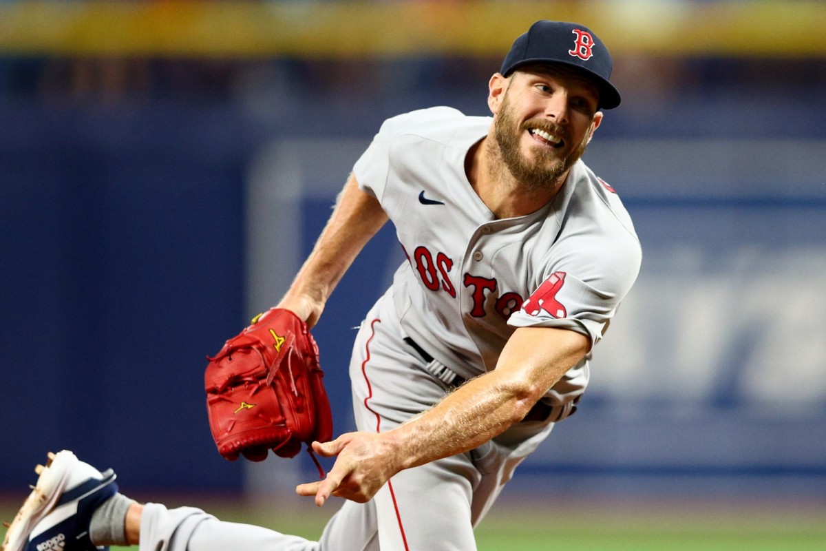 Boston Red Sox pitcher Chris Sale (41) pitched five scoreless innings against the Rays on Tuesday, allowing just three hits,  (Nathan Ray Seebeck-USA TODAY Sports)