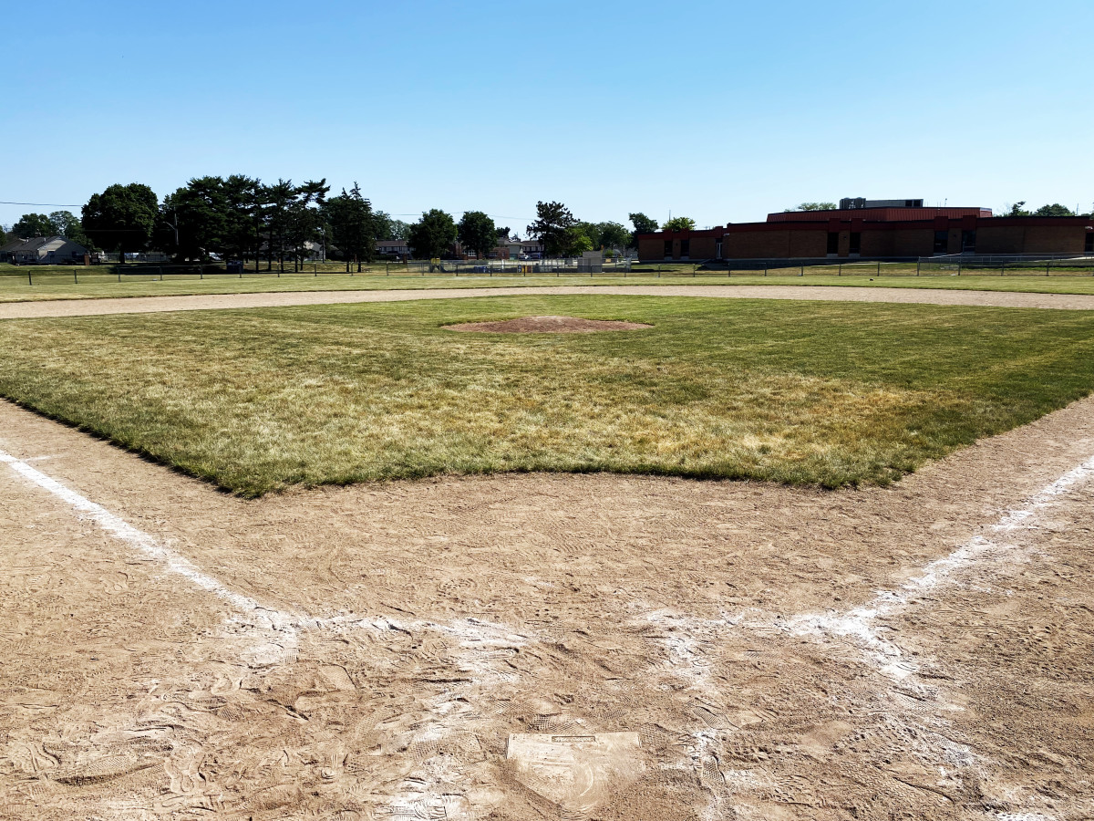 View of Beyer Stadium from behind home plate.