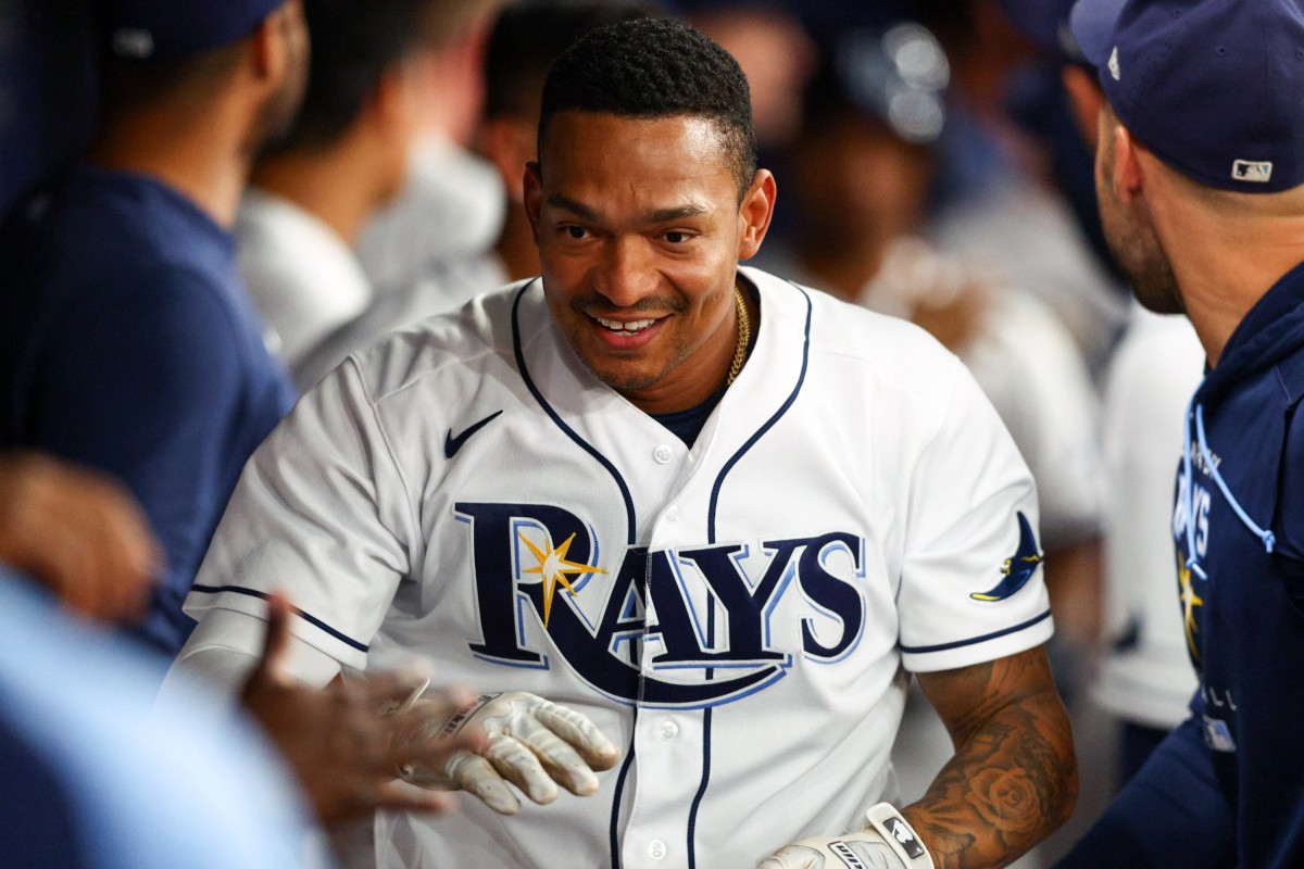 Tampa Bay pinch-hitter Christian Bethancourt (14) celebrates after hitting a two-run home run against the Baltimore Orioles in the sixth inning at Tropicana Field. (Nathan Ray Seebeck-USA TODAY Sports)