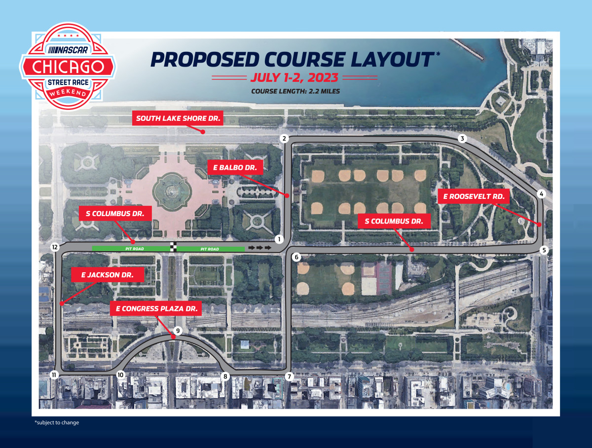 Here's the proposed 12-turn, 2.2-mile street course. Graphic courtesy NASCAR.