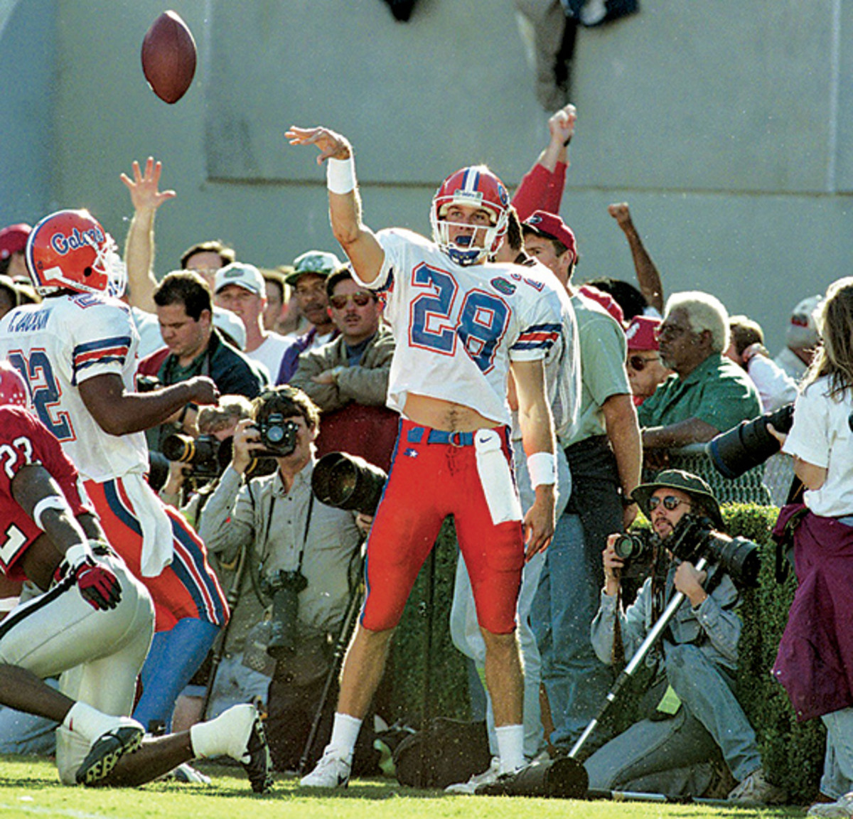 Florida vs. Georgia game in Athens, Ga. on Oct. 28, 1995. Florida WR Chris Doering celebrates a TD catch. One of the five TDs on the day from Danny Wuerffel for the 52-17 win.