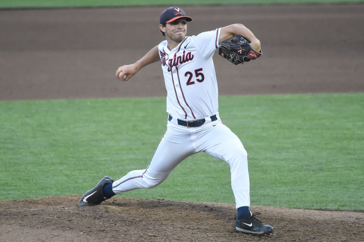 Fireballer Griff McGarry pitching for the University of Virginia