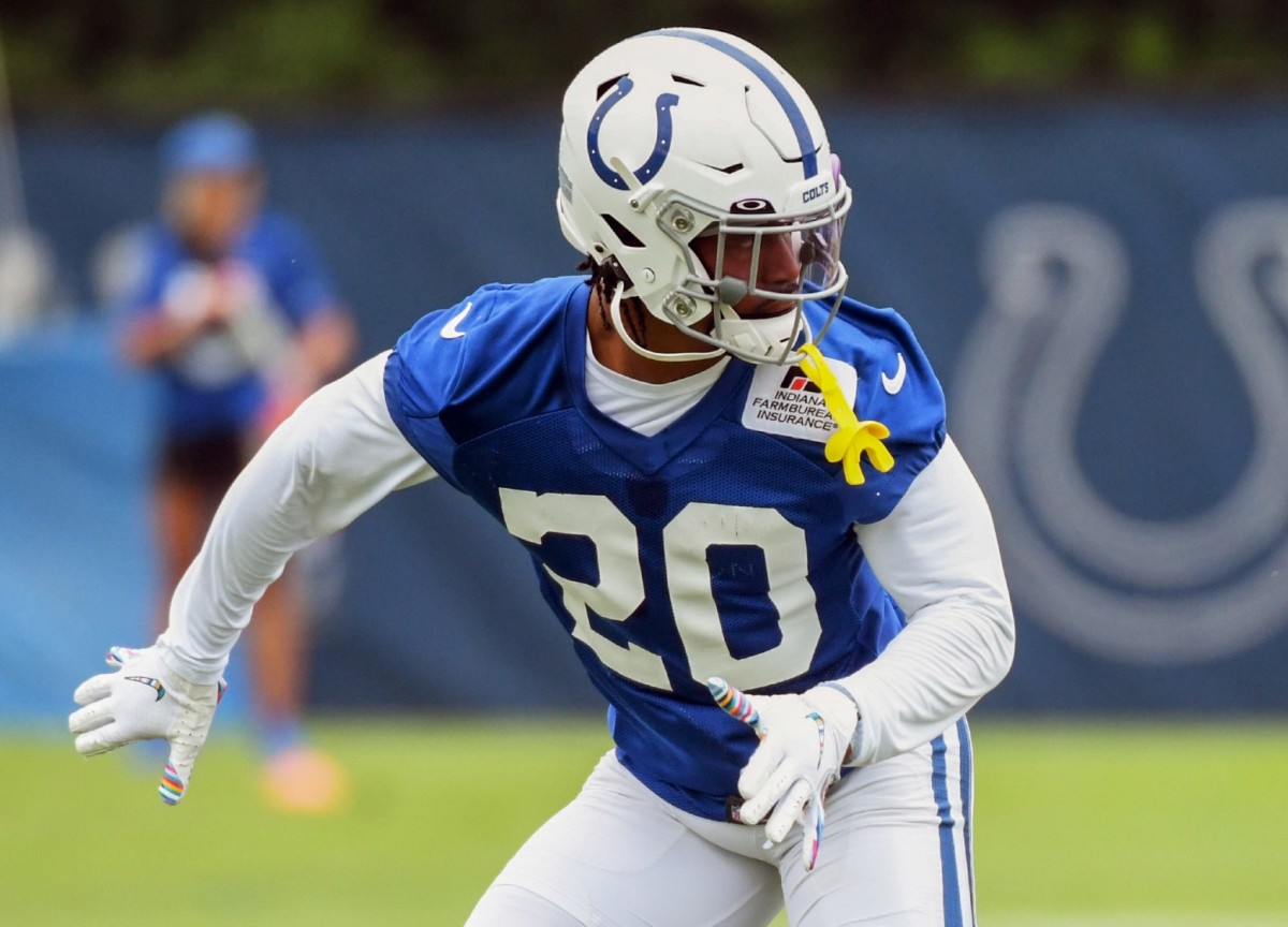 Jun 7, 2022; Indianapolis, Indiana, USA; Indianapolis Colts safety Nick Cross (20) runs during a drill during minicamp at the Colts practice facility.