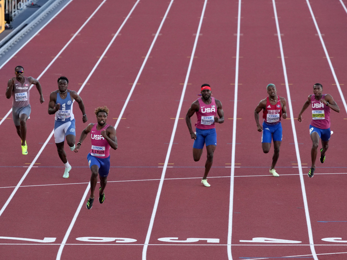 Noah Lyles finished first in the 200 meter at the world championships.