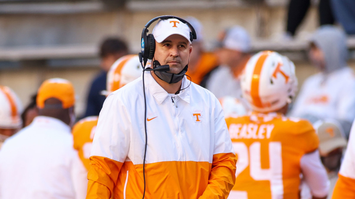 Former Tennessee coach Jeremy Pruitt paces the sideline