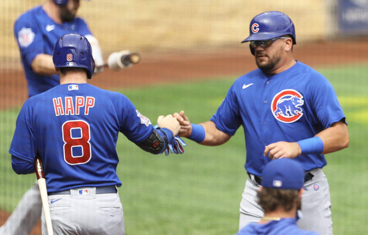Ian Happ with Kyle Schwarber on the Chicago Cubs in 2020.