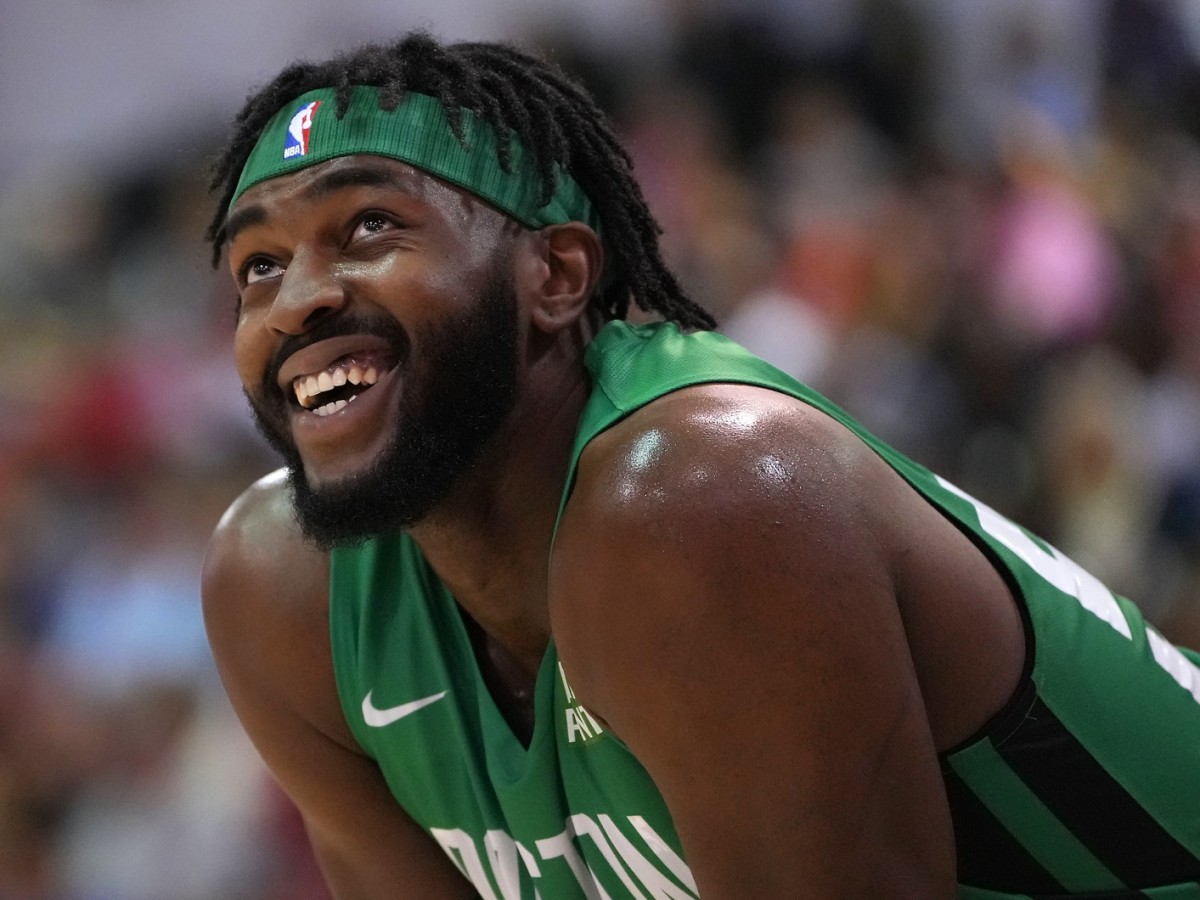 Jul 9, 2022; Las Vegas, NV, USA; Boston Celtics center Trevion Williams (50) is pictured during an NBA Summer League game against the Miami Heat at Cox Pavilion.