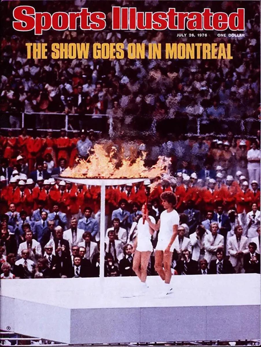 Sports Illustrated cover featuring lighting of 1976 Olympic torch