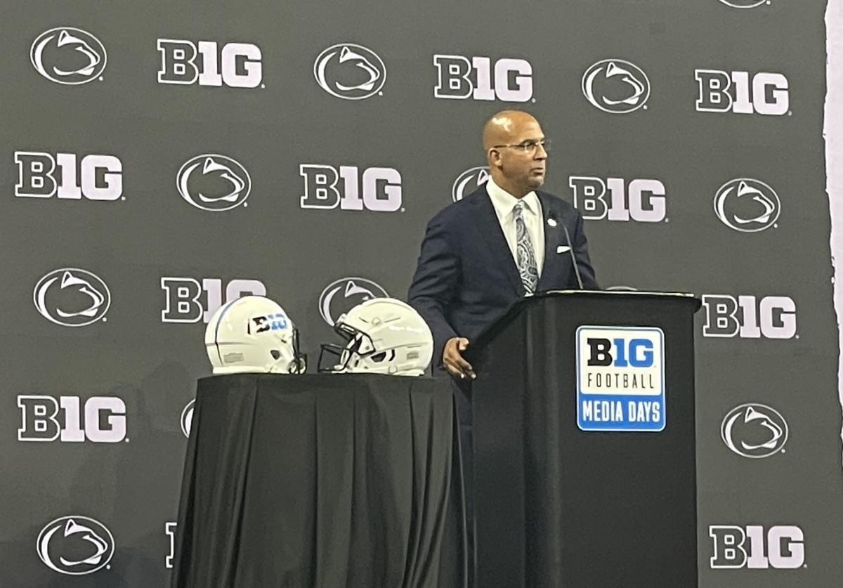 Penn State head coach James Franklin speaks at Big Ten Football Media Days.