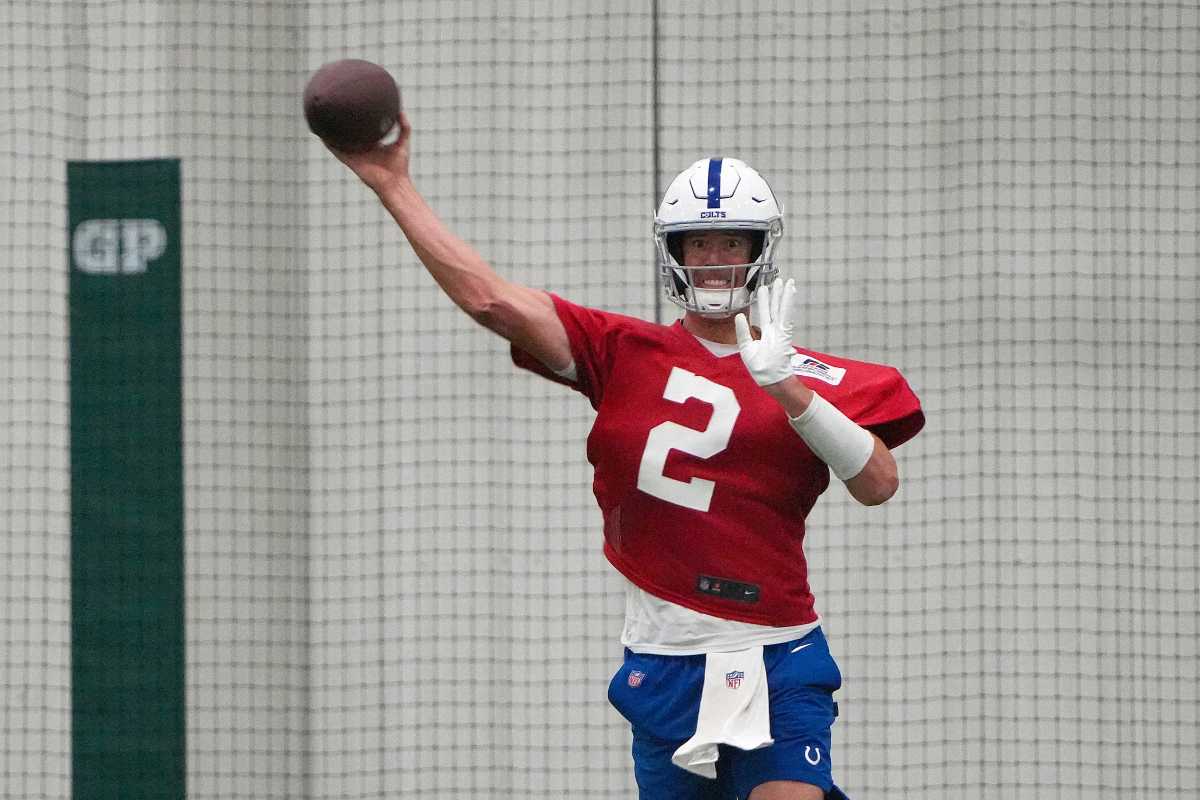 Indianapolis Colts quarterback Matt Ryan (2) practices throwing during training camp Wednesday, July 27, 2022, at Grand Park Sports Campus in Westfield, Ind. Indianapolis Colts Training Camp Nfl Wednesday July 27 2022 At Grand Park Sports Campus In Westfield Ind