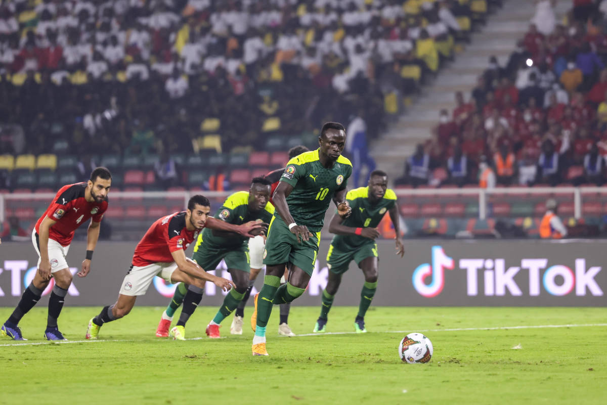 Sadio Mane strikes a penalty in the AFCON 2021 final