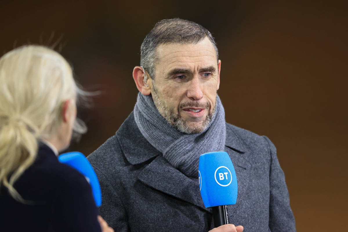 Former Arsenal defender Martin Keown pictured working as a pundit for BT Sport in 2022