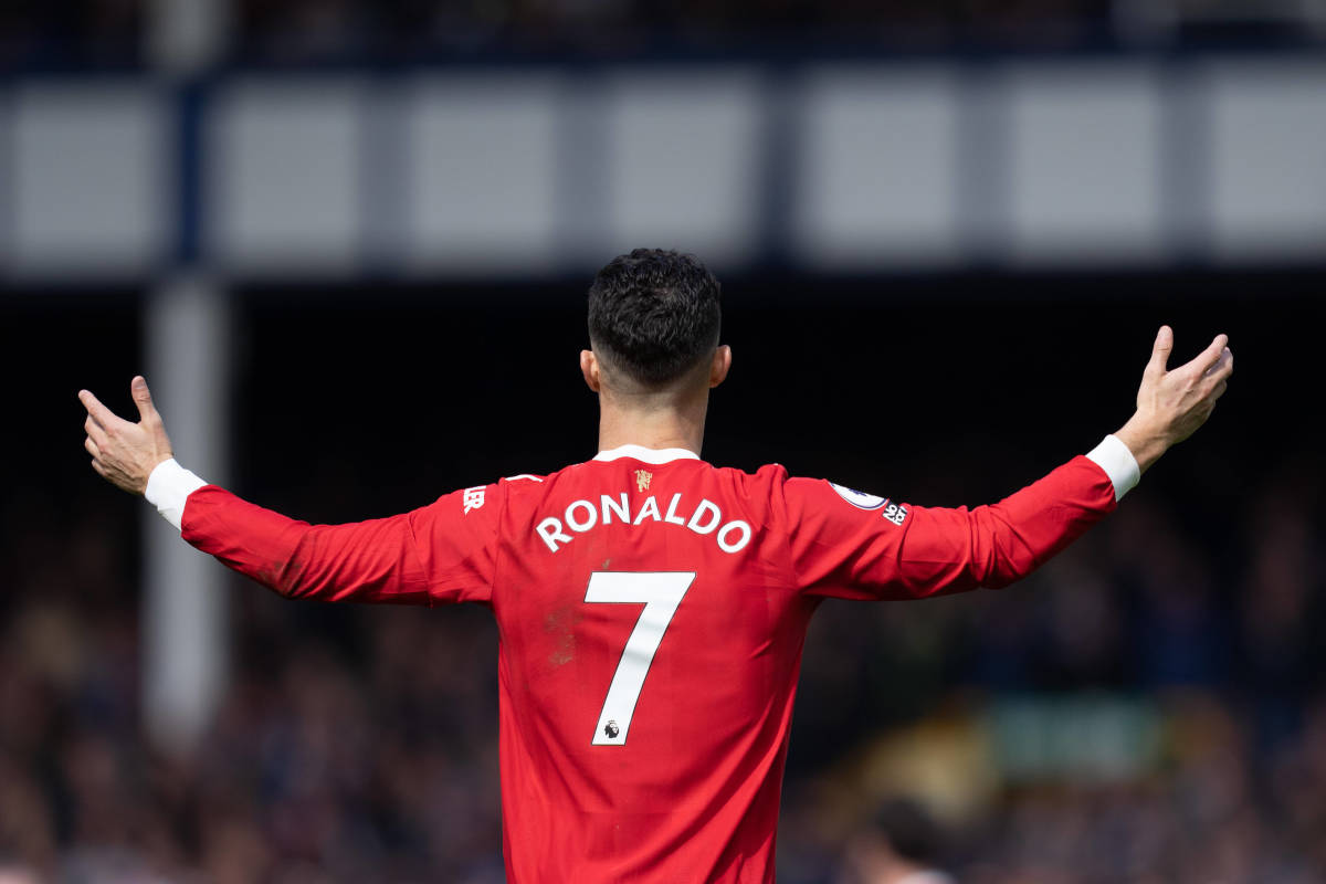 Cristiano Ronaldo pictured during Manchester United's 1-0 defeat at Everton in April 2022