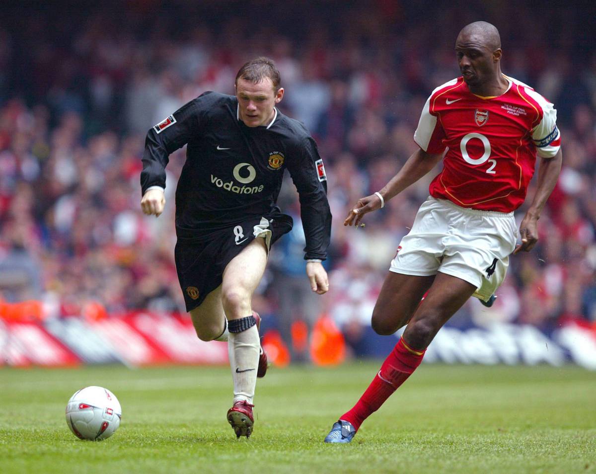 Wayne Rooney (left) and Patrick Vieira pictured during the 2005 FA Cup final