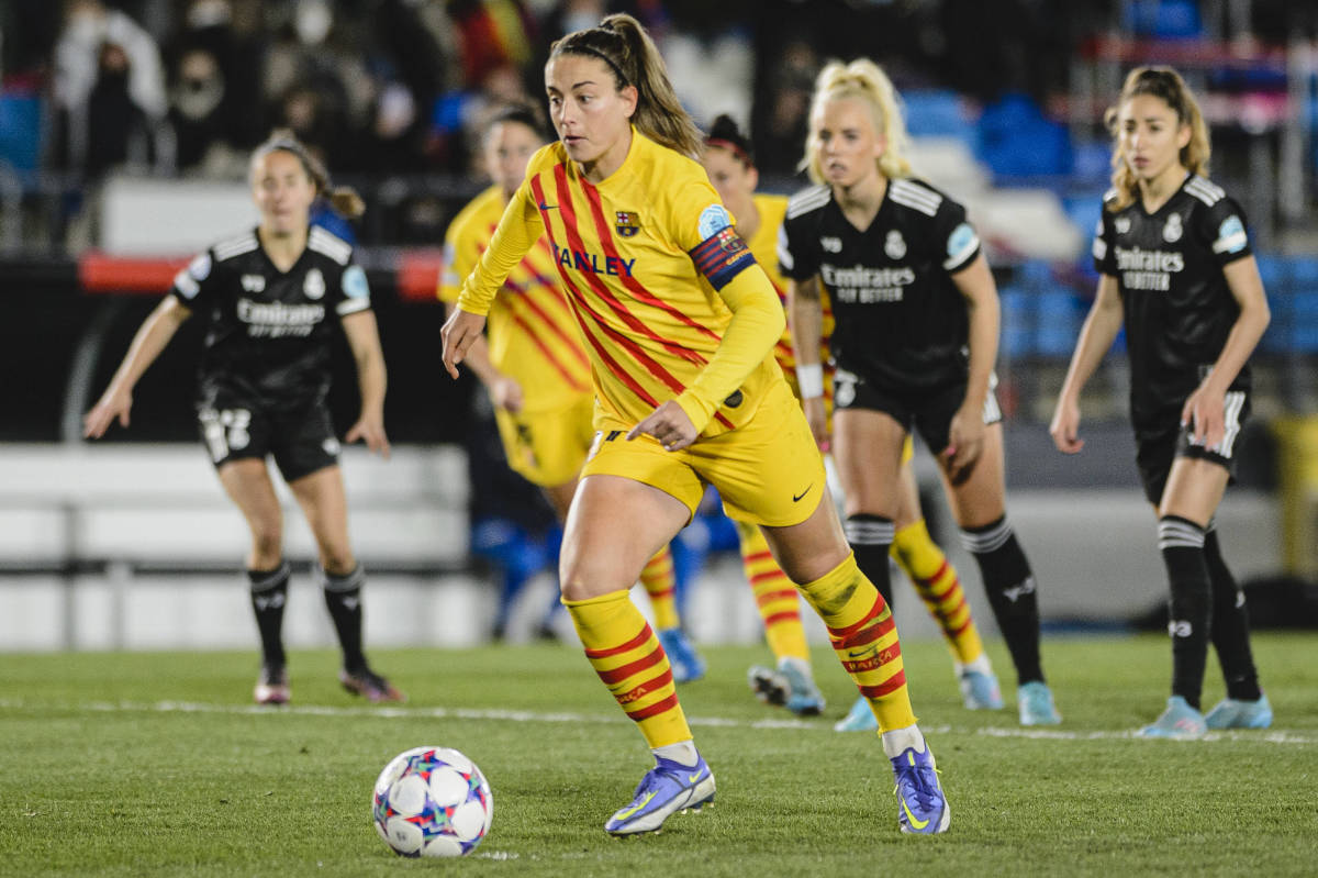 Alexia Putellas steps up to score a penalty in Barcelona's 3-1 win over Real Madrid in the Champions League