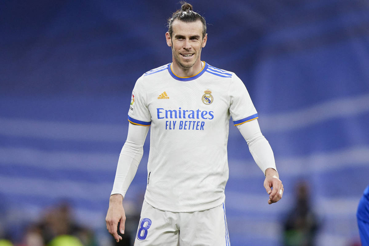 Gareth Bale pictured playing for Real Madrid against Getafe at the Bernabeu in April 2022