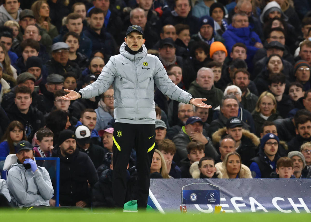 Thomas Tuchel looks frustrated during Chelsea's 3-1 home defeat by Real Madrid in April 2022