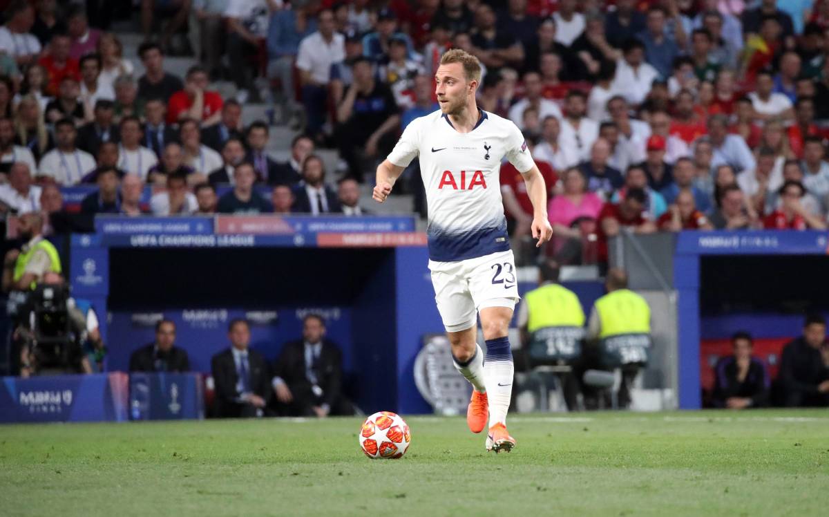 Christian Eriksen pictured playing for Tottenham in the 2019 Champions League final