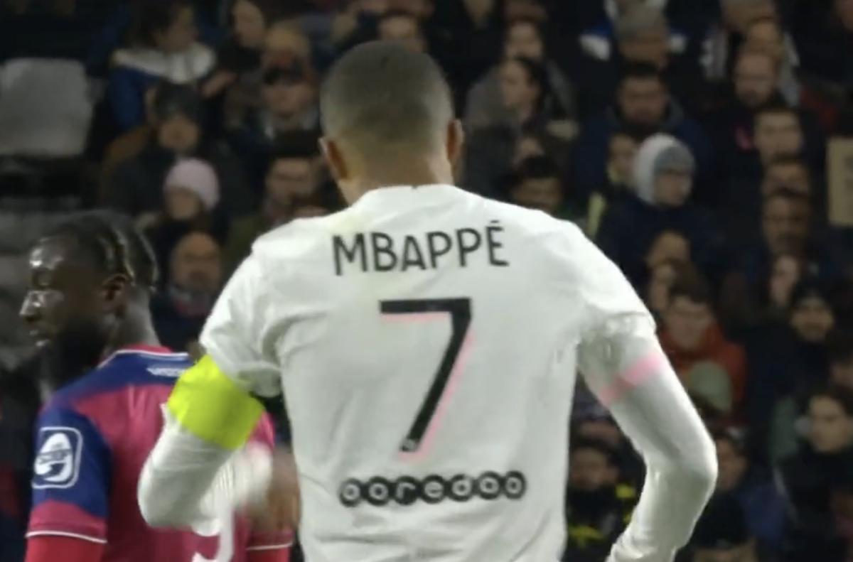Kylian Mbappe pictured wearing the PSG captain's armband during a 6-1 win over Clermont in April 2022