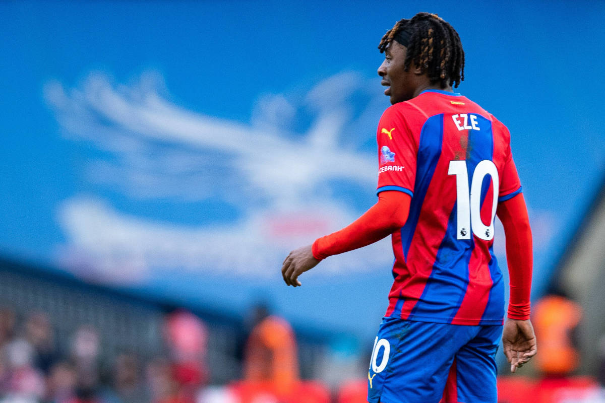 Eberechi Eze pictured in FA Cup action for Crystal Palace against Hartlepool in February 2022