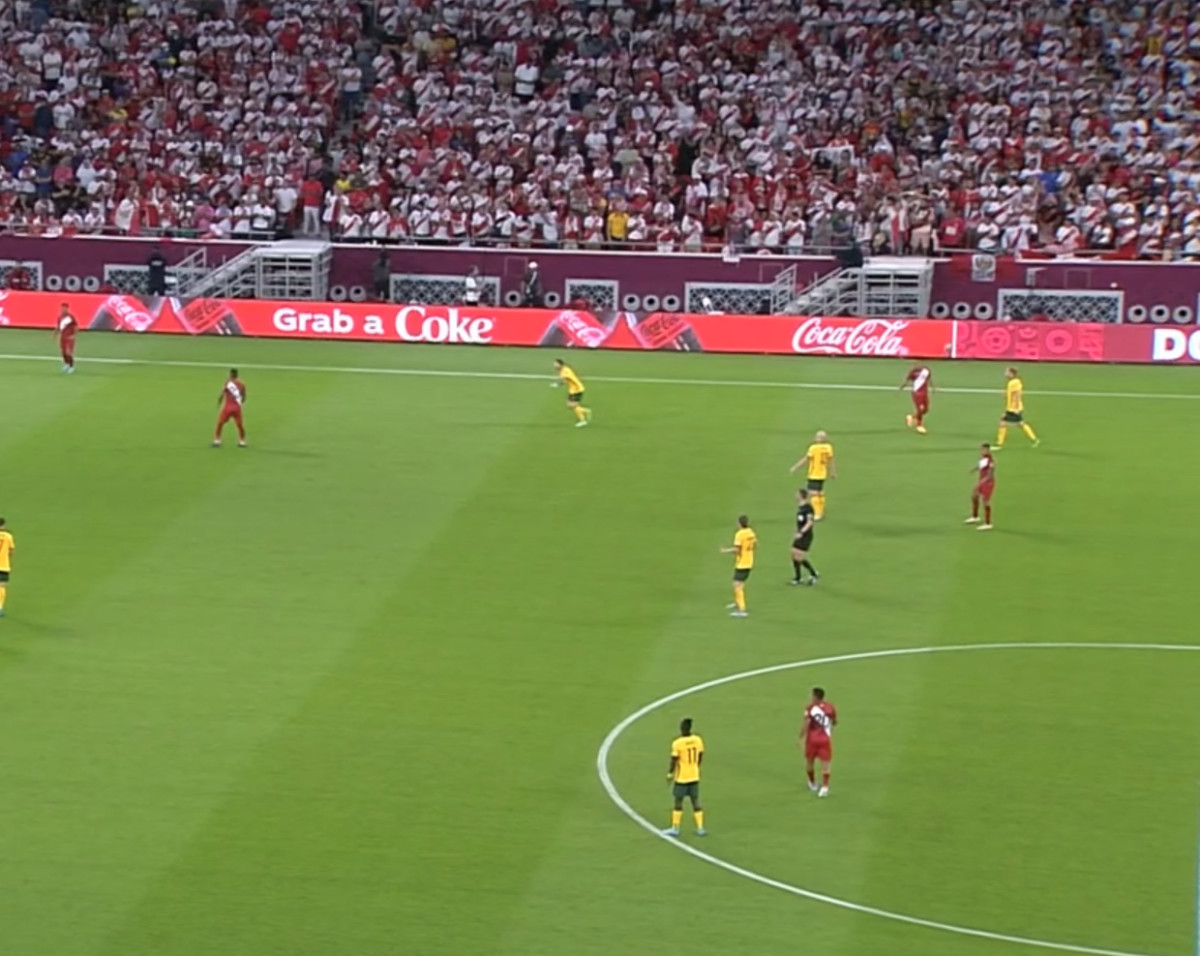 An image taken during Australia vs Peru in the 2022 World Cup's AFC-CONMEBOL play-off in Qatar