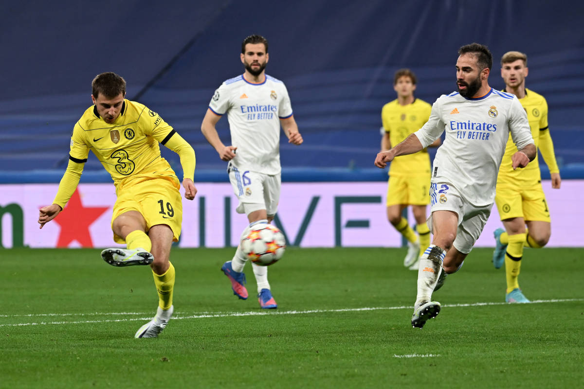 Mason Mount (left) pictured scoring Chelsea's first ever goal at Real Madrid's Bernabeu Stadium