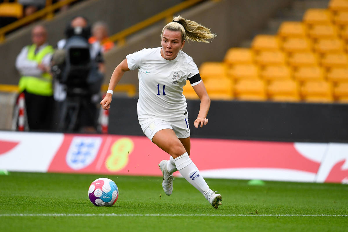 England Women star Lauren Hemp pictured in action against Belgium in June 2022