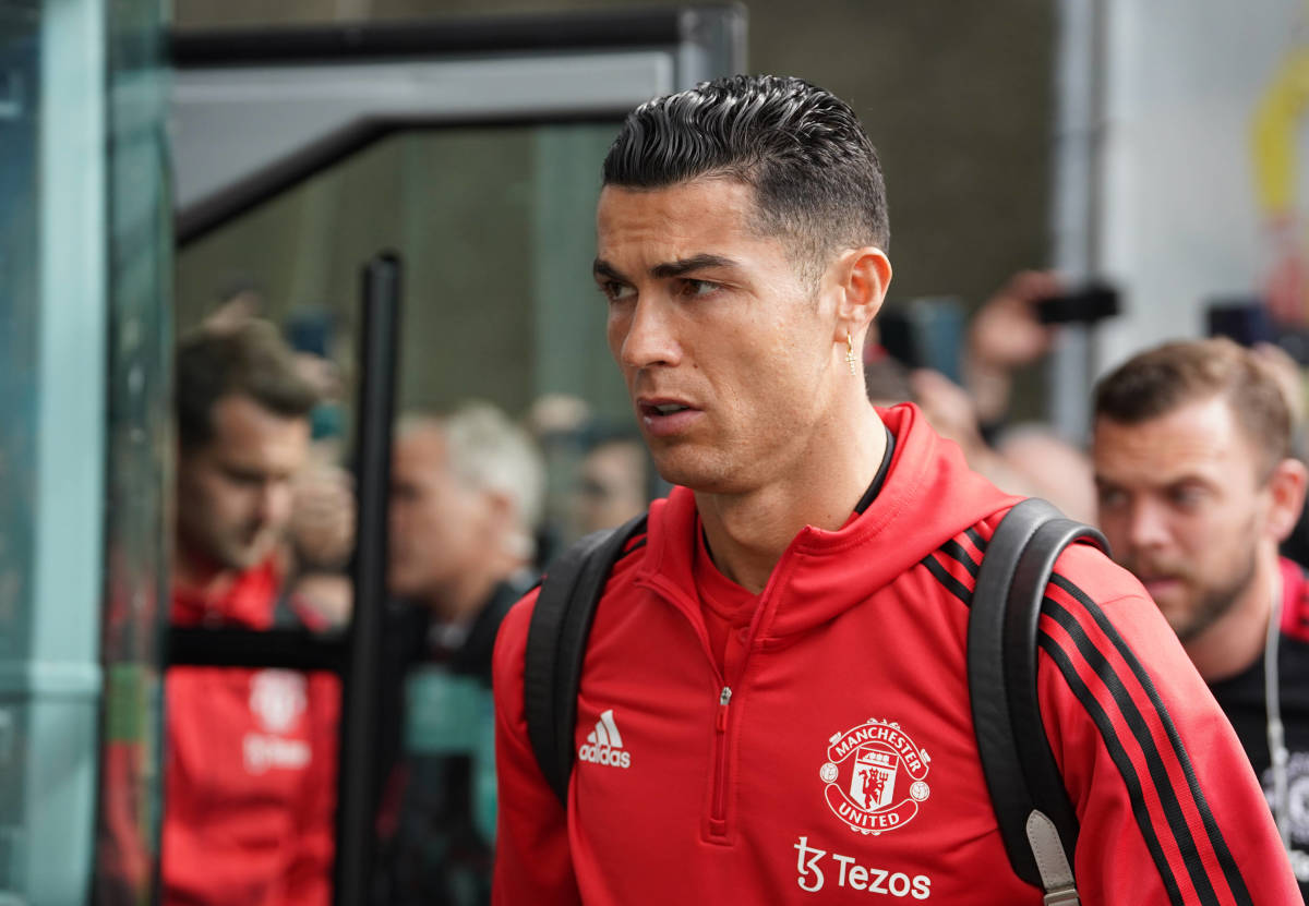Cristiano Ronaldo pictured outside the AMEX Stadium before Manchester United's 4-0 loss to Brighton in May 2022