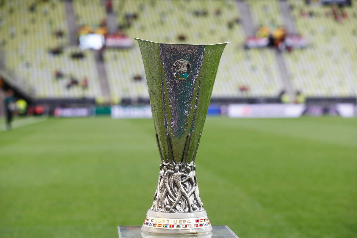 A general view of the UEFA Europa League trophy