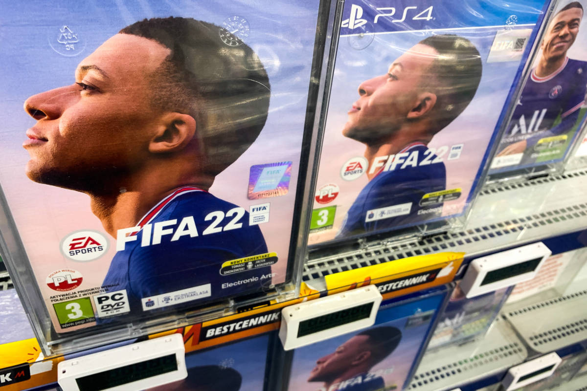 Kylian Mbappe pictured on the front cover of FIFA 2022