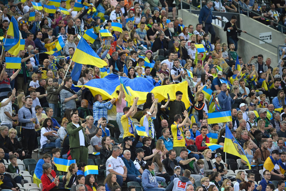 A crowd of 20,223 fans watched a charity match between Borussia Monchengladbach and Ukraine in May 2022
