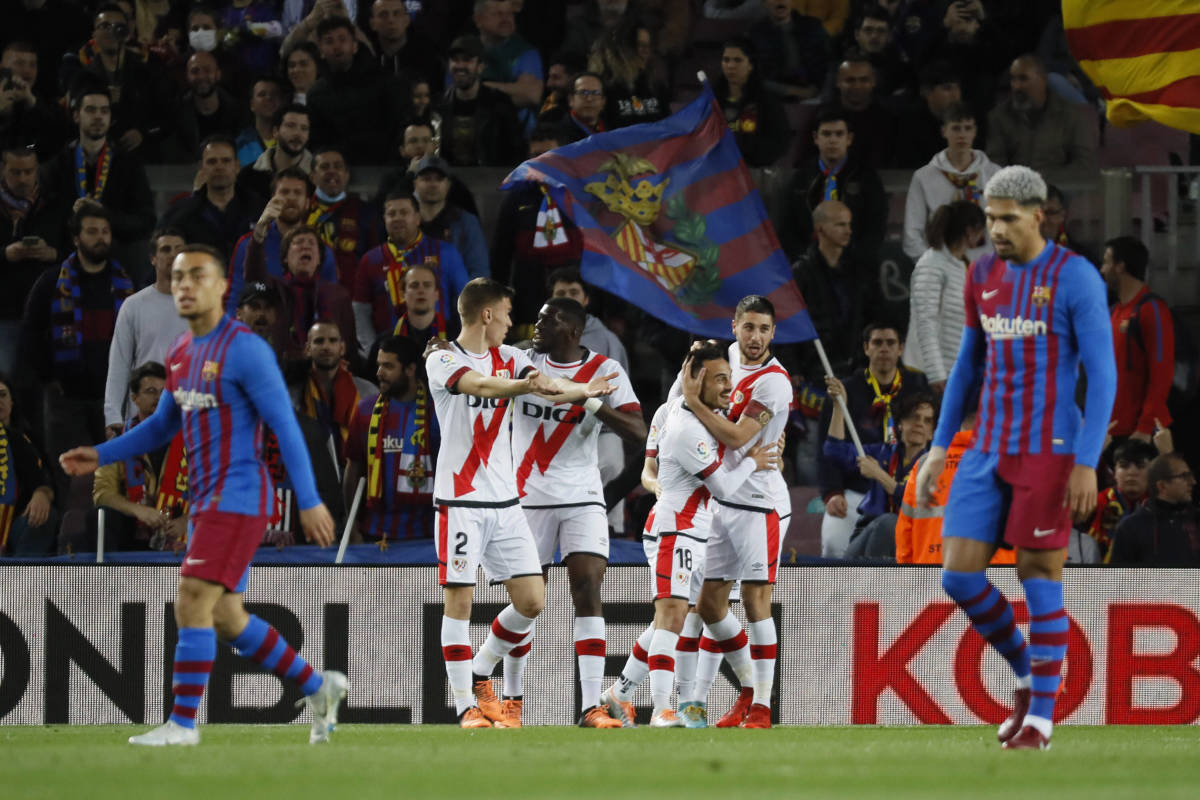 A picture taken during Rayo Vallecano's 1-0 win at Barcelona in April 2022