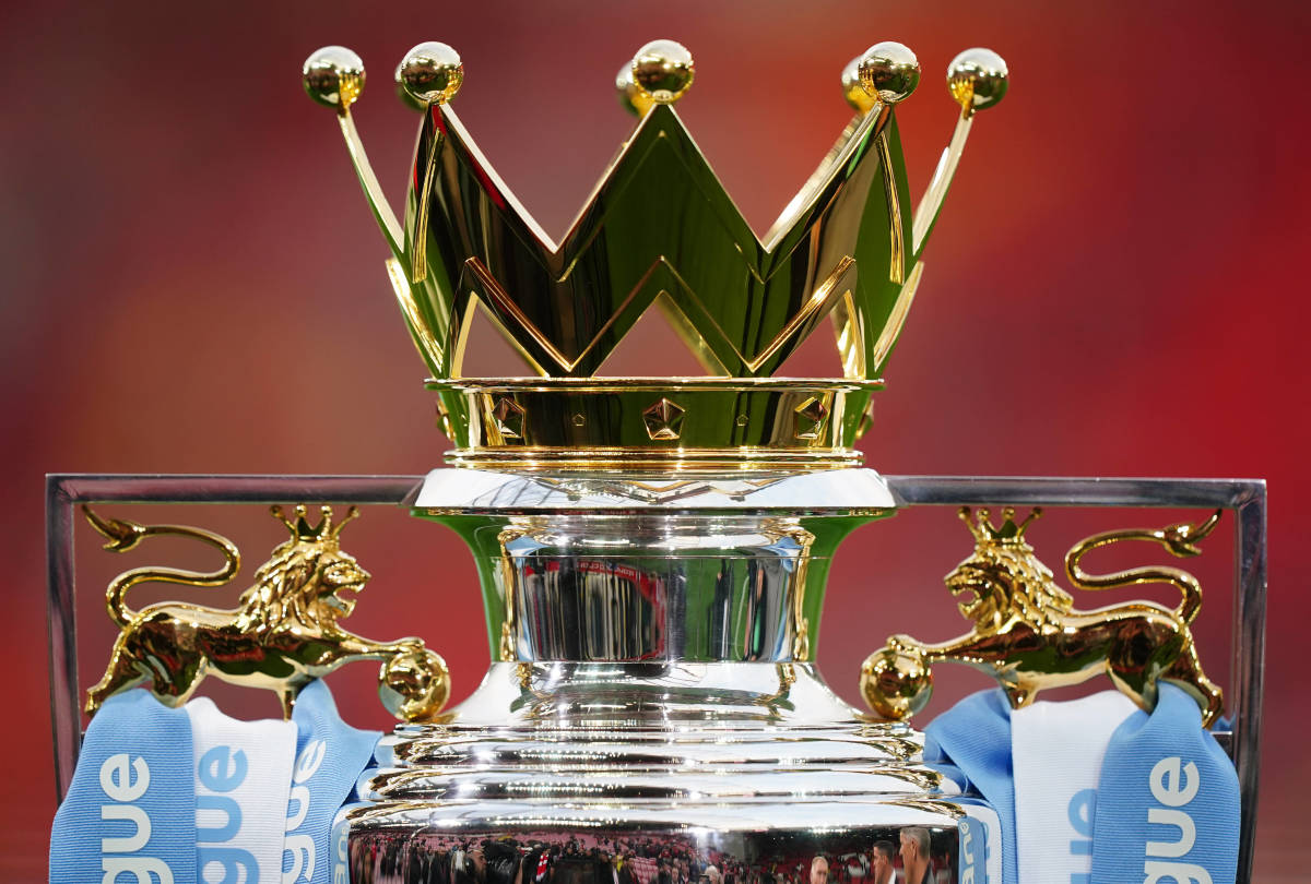 A picture of the top of the Premier League trophy in 2022