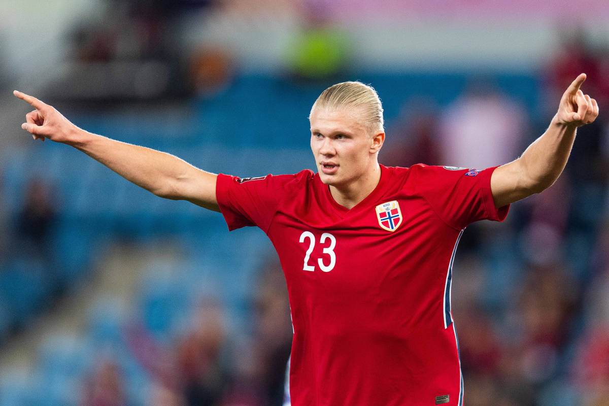 Erling Haaland pictured in action for Norway in September 2021