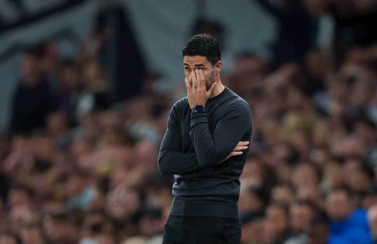 Mikel Arteta pictured during his Arsenal team's 3-0 defeat at Tottenham in May 2022